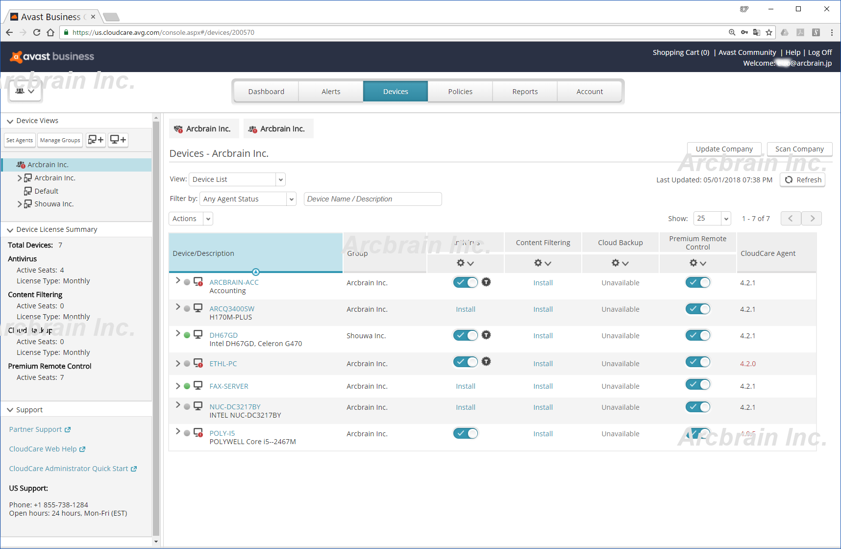 Avast Business CloudCare - Console Devices