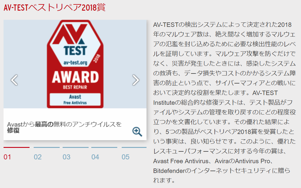 Avast社のセキュリティ製品が、AV-TEST「AV-TEST Best Repair 2018 Award」を受賞しました。